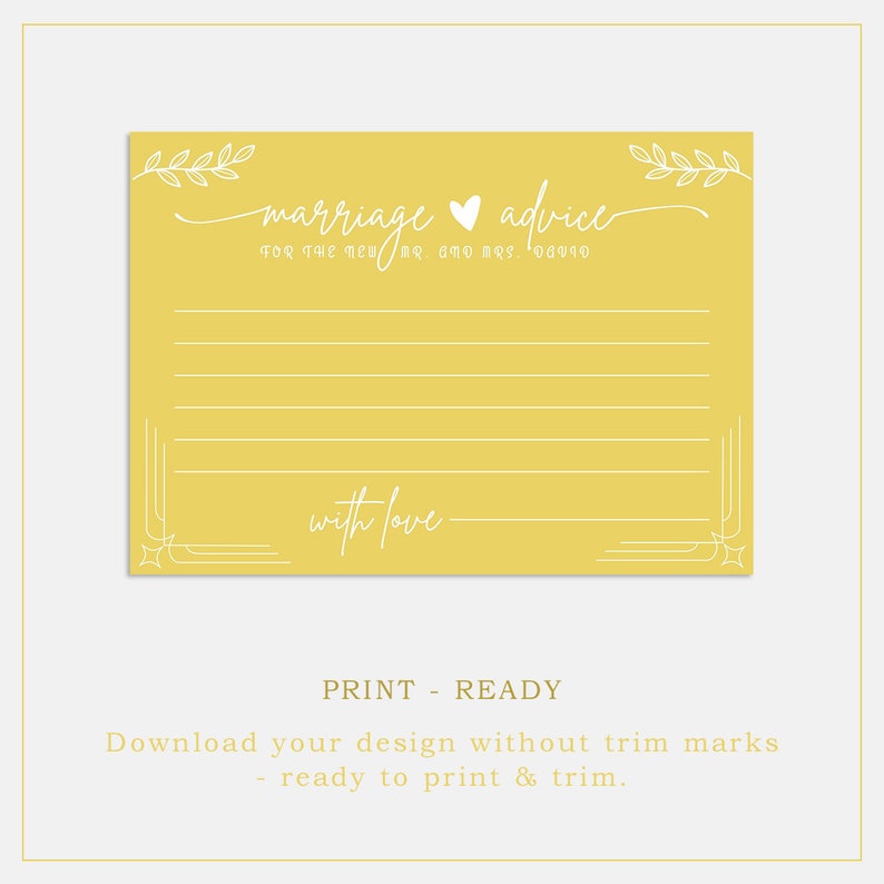Advice and Wishes Card Template for Happy Couple Advice for - Etsy