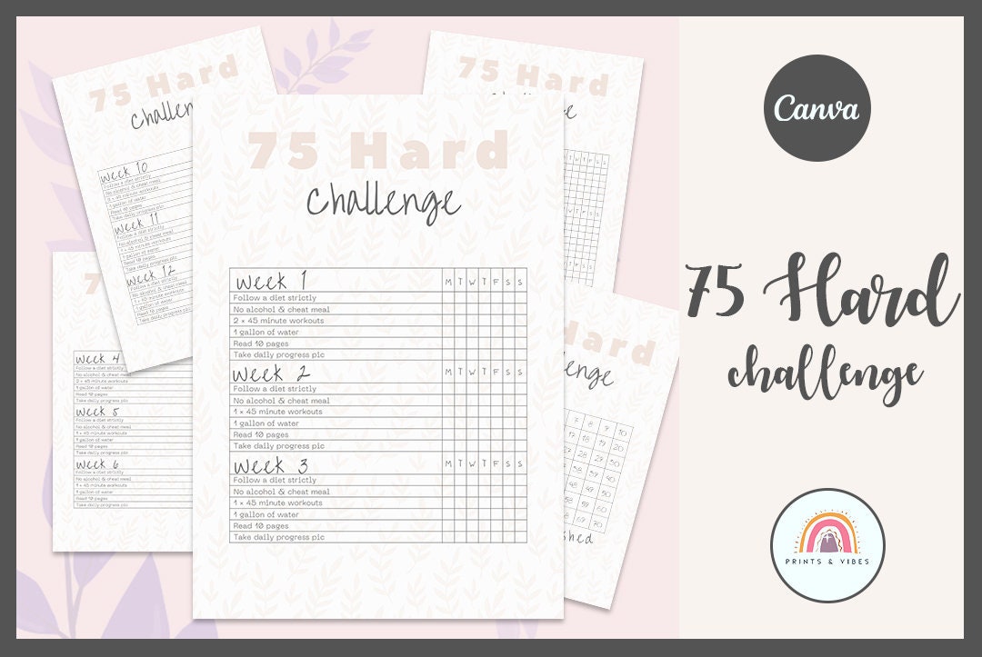 75 Hard Challenge Printable 75 Hard Challenges Tracker PDF - Etsy