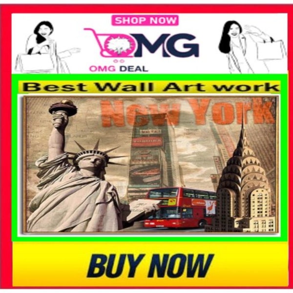 Soldes !!! Tableau classique sur toile de la statue de la liberté de la tour de NEWYORK ACHETEZ MAINTENANT ! Décoration murale à accrocher pas chère