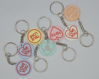 Handmade Personalized 3D Printed Keyring, Love Heart Bag Charm