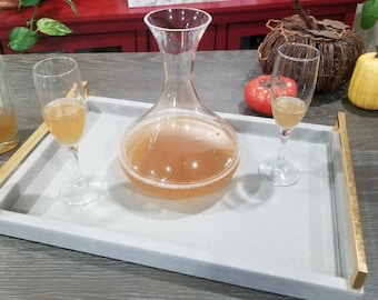 Bestseller! Modern Decorative Coffee Table Tray, Ottoman Tray with Champagne Gold Handles. Matte Finish. From Farmhouse to Modern!