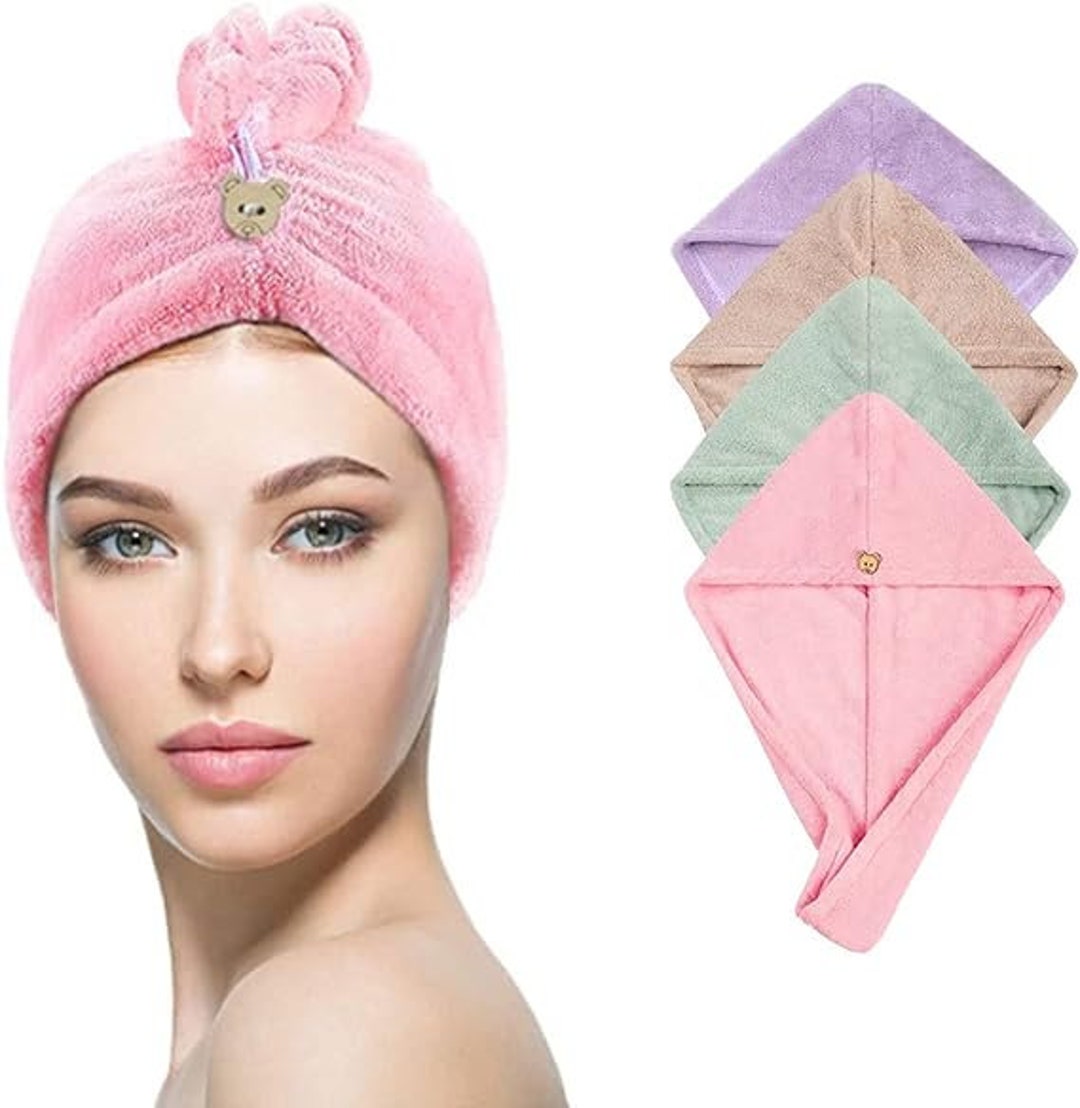 Drying Hair Towel Dry Hair Hat Towel Turban With Button Quick Drying