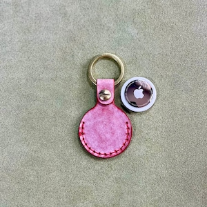 Leather AirTag Keychain, Air Tag Holder Case with Detachable Key Ring