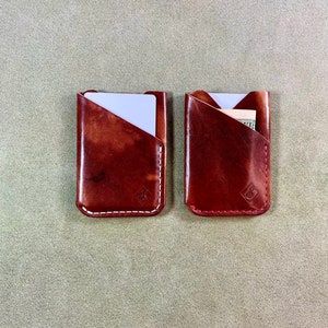 Handmade Leather Cardholder, Slim Front Pocket Wallet, Thumb Slot Wallet