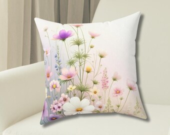 Wildflower Pillow Floral Throw Pillow Decorative Pillow Wildflower Decor Housewarming Cottagecore Pillow Botanical Pillow Wildflower Cushion
