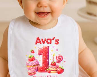 Berry First Birthday Bib Personalized, Strawberry 1st Birthday Bib Girl, Cake Smash Bib Baby Birthday Outfit, Sweet First Birthday Bib