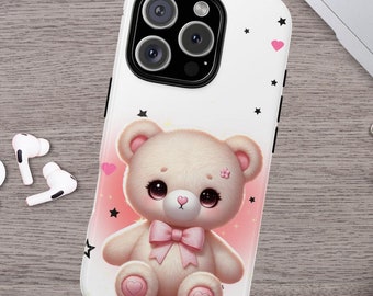 Kawaii Bear Phone Case Coquette iPhone 15 14 13 12 11 X Pro Max Mini Samsung Galaxy Ultra Plus Google Pixel Pro XL Impact Resistance