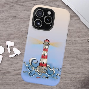 Lighthouse Phone Personalized Case, Custom Phone Cases with Name, Summer Beach Vacation, iPhone Case, Impact Phone Cases, Samsung Phone Case