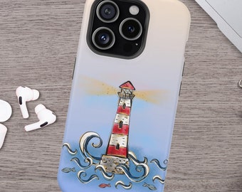 Lighthouse Phone Personalized Case, Custom Phone Cases with Name, Summer Beach Vacation, iPhone Case, Impact Phone Cases, Samsung Phone Case