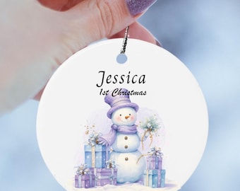 Baby’s 1st Christmas Ornament | Personalized Snowman Ornament | Custom Name Ornament 2025 | Baby Girl or Boy Gift | Ceramic Keepsake