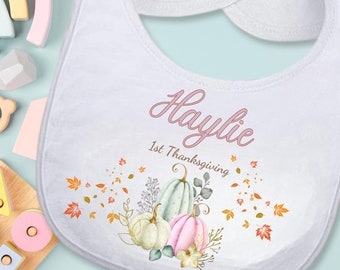 Pumpkin Bib Personalized 1st Thanksgiving Baby Shower Gift Girls Pumpkin Bib Fall Baby Bib Turkey Day Gift Halloween Bib Autumn Gift Baby