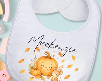 Little Pumpkin Baby Bib, Fall Baby Bib Personalized, Thanksgiving Bib for Baby, Autumn Baby Shower Gift, Cute Pumpkin Baby Bib