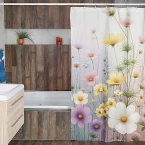 Wildflower Bathroom Shower Curtain Housewarming Gift, Floral Home Decor, Botanical Curtain, Wildflowers Decor, Floral Bathroom, Flowers image 2