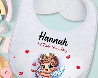 Baby Bibs Valentine Personalized with Name Baby Shower Gift  Custom Baby Bib  My First Valentine New Baby Gift Heart Baby Bib Gift