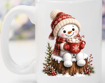 Personalized Snowman Christmas Mug, Custom Name Hot Cocoa Mug, Cute Snowman 11oz 15oz Coffee Mug, Personalized Holiday Mug, Cozy Winter Gift