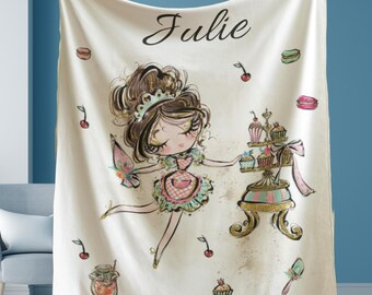 Baking Blanket Personalized Gift for Baker Housewarming Gift Foodie Gift Baby Name Blanket Cozy Home Throw Decor Velveteen Plush Blanket