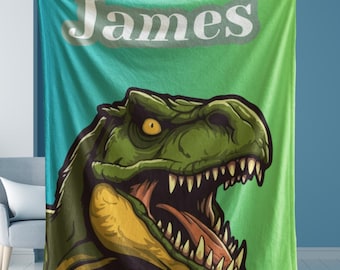 Dinosaur Blanket Personalized T Rex Dino Blanket Birthday Gift Name Blanket Toddler Dinosaur Gift Custom Kids Blanket Boy Gift