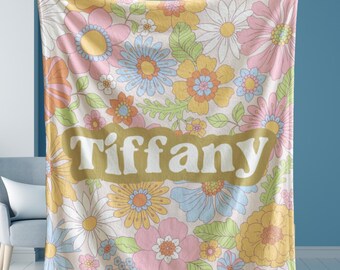 Floral Blanket Personalized Gift for Her Baby Girl Blanket Baby Shower Gift Plush Blanket Boho Floral Blanket Floral Throw Home Decor Gift