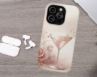 Martini Phone Case Personalized Gift for Her, Custom Floral Aesthetic Phone Case, iPhone 15 14 13 12 Pro Max Case, Samsung Galaxy Cases