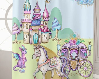 Girly Shower Curtain Princess Decor Housewarming Gift Cute Shower Curtain Pink Bathroom Accessories Girls Bathroom Curtain Coquette Decor