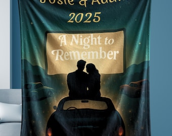 Personalized Movie Night Blanket | Custom Couple Blanket | Romantic Drive-In Blanket | Anniversary Gift | A Night to Remember | Date Blanket