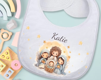 First Christmas Personalized Bib for Baby Shower Gift Custom Nativity Bib for Baby's First Christmas New Baby Gift Cloth Sippy Cup Gift Set