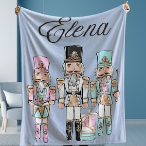 Nutcracker Christmas Blanket Personalized Kids Gift Winter Blanket Secret Santa Holiday Decor Cozy Throw Blanket Gift for Baby