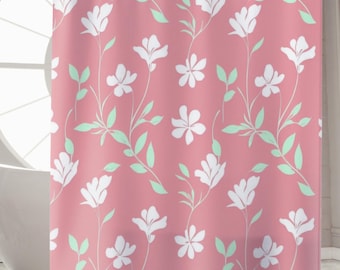 Floral Bath Curtain Shower Curtains Boho Retro Shower Curtain Floral Bathroom Shower Stall Curtain Housewarming Gift Pink Floral Home Decor