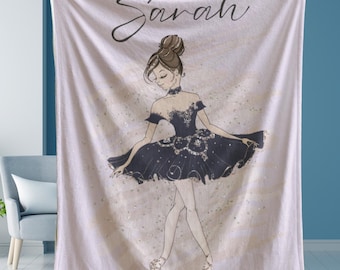 Ballerina Blanket Personalized Gift for Girl Custom Name Blanket Dance Recital Gift Dancer Blanket Gift Ballet Bedroom Decor Teen Gift