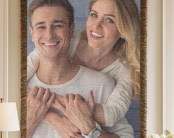 Personalized Photo Woven Blanket | Custom Picture Throw Blanket | Memorial Gift Blanket | Family Heirloom Woven Tapestry