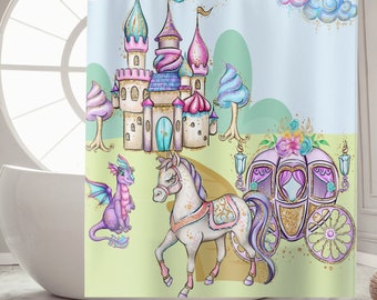 Girly Shower Curtain Princess Decor Housewarming Gift Cute Shower Curtain Pink Bathroom Accessories Girls Bathroom Curtain Coquette Decor
