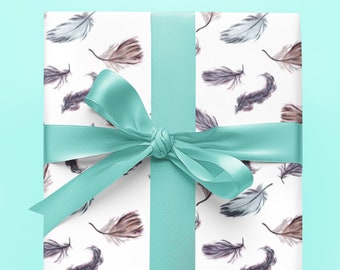 Feather Wrapping Papers Boho Wrapping Paper Birthday Gift Wrap Wedding Elegant Wrapping Sheet Luxury Wrapping Paper Roll Boho Gift Wrapping