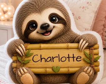 Personalized Sloth Pillow, Custom Sloth Plush,