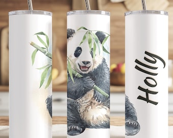 Personalized Panda Tumbler | Custom Name Panda Cup | Cute Animal Drinkware | Panda Lover Gift for Her