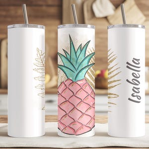 Vaso de piña personalizado / Elige tu color de taza tropical / Vaso de verano con nombre personalizado / Regalo de piña para ella