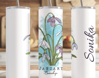 Birth Month Flower Tumbler | Personalized Flower Tumbler | Custom Name Birth Flower Cup | Floral Gift