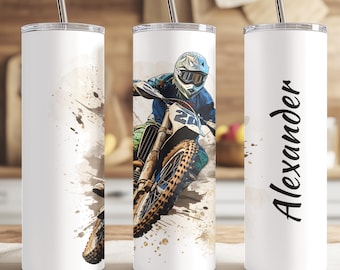 Motocross Tumbler | Dirt Bike Rider Cup | Personalized Dirt Bike Tumbler | Motocross Gift | Off Road Racing Cup