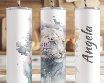 White Tiger Tumbler | Tiger Stainless Steel Tumbler | Wildlife Animal Cup | Personalized Tiger Tumbler | Nature Lover Gift