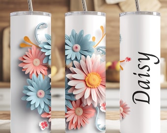 April Birth Month Tumbler | Daisy Flower Tumbler | Floral Travel Cup | Spring Birthday Gift for Her