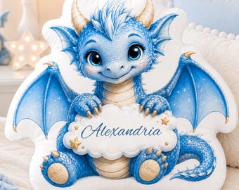 Personalized Dragon Pillow, Custom Dragon Plush, Fantasy Kids Gift, Nursery Decor, Baby Shower Gift, Magical Dragon Keepsake
