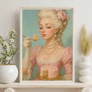 Marie Antoinette Wall Art, Elegant Rococo Vintage Print, Empowering Feminist Decor, Housewarming Gift, Whimsical Cake Art Print Home Decor