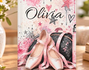 Personalized Notebook, Custom Name Journal, Dance Journal for Girls, Ballerina Journal, Ballet Notebook, Lined or Blank Pages
