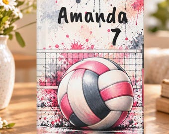 Volleyball Journal, Personalized Volleyball Gift, Volleyball Player Gift, Custom Name Journal for Girls, Lined or Blank Pages