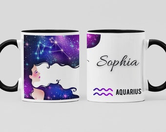 Aquarius Coffee Mug, Capricorn Mug, Zodiac Aries Coffee Mug, Cancer Cup, Birthday Mug, Aquarius Gift, Birth Sign Mug, Star Constellation Mug