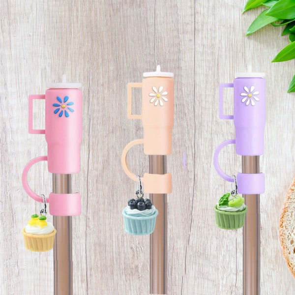 Silicone Straw Cup Topper Covers Cap for Stanley Reusable Drinking Straw, Cute Straw Decoration Cap Cup Decoration Accessory Fits Most Straw