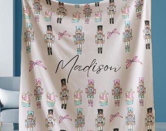 Christmas Blanket Personalized Nutcracker Custom Name Blanket Gift  Baby Christmas Gift Plush Blanket Baby Shower Gift Christmas Home Decor