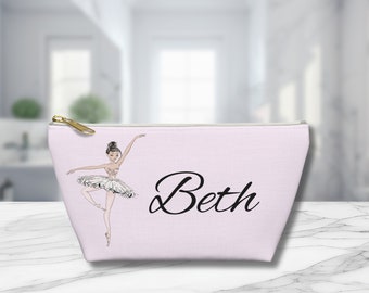 Ballerina Make Up Bag Birthday Gift for Her Custom Cosmetic Bag Back to School Zipper Pouch Gift For Dancer Ballet Make Up Bag Travel Bag