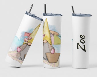 Beach Girl Gnome Tumbler, Gnome Gift, Gnome Cup, Personalized Tumbler, Best Friend Cup, Summer Tumbler, Valentine Gift, Beach Tumbler Gift