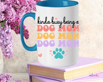 Dog Mom Custom 15oz Ceramic Coffee Mug Birthday Fur Mama, Personalized Best Dog Mom Life Tea Mug Mother's Day Gift for Pet Owner Dog Lover