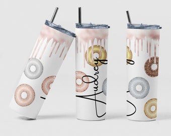 Doughnut Tumbler, Personalized tumbler, Donut tumbler, Glitter Pink Tumbler, Valentine Tumbler, Valentine Gift, Personalized Gift, Friend